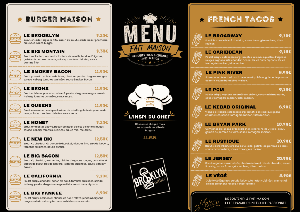 menu burger tacos